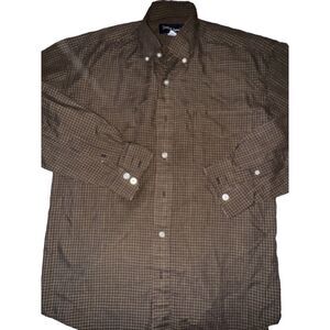Tony Lama western Brown Checkered‎ Long Sleeve Shirt size medium
